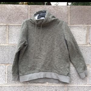 Columbia Women Pullover Crisscross Turtleneck Sweatshirt Green/Grey Size Medium